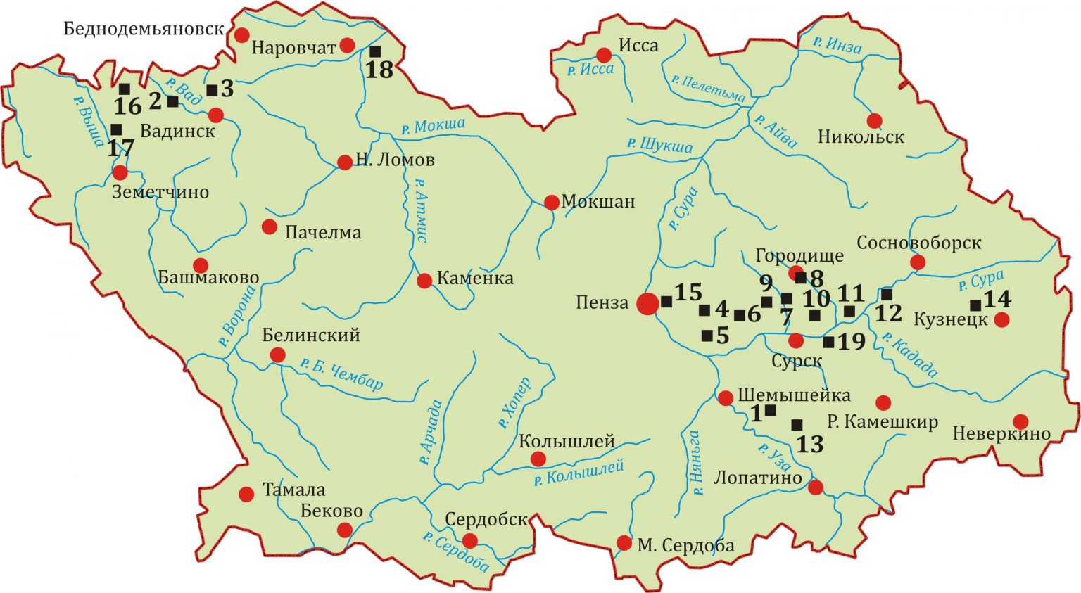 Карта археологических памятников кемеровской области