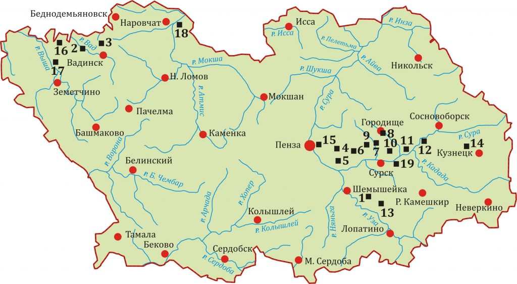 Распространение памятников булгарского типа 